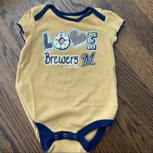 Milwaukee Brewer’s Mustard and Navy Baby Girl Onesie - 6-9 months